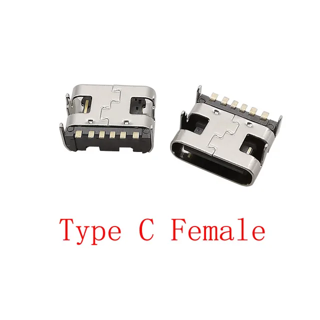 USB typu C żeńskie 6-pinowe złącze Jack SMT SMD DIY Naprawa elektroniki Port ładowania Gniazdo USB typu C Adapter do lutowania PCB