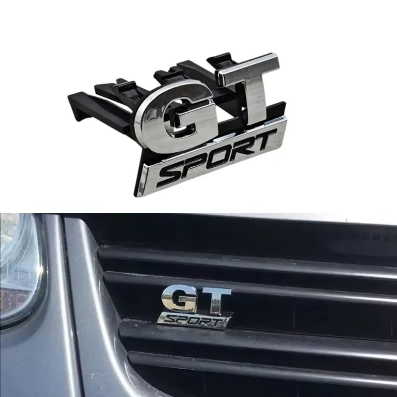 3D ABS Chrome GT Sport Logo Emblem شارة الشبكة الأمامية للسيارة لملحقات Volkswagen الخارجية