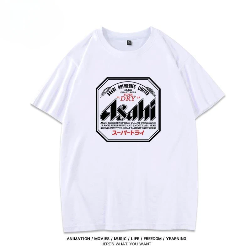 Japan Asahi Beer T-shirt Asahi Japanese Beer Short-sleeved Japanese Loose Summer Men and Women Couple Cotton Top