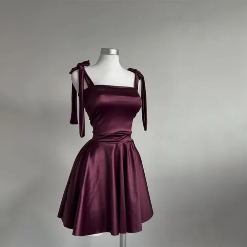 Imagen 2 del producto Verano elegante sin mangas sin espalda Mini vestido plisado mujeres 2025 Chic Ballet con cordones una línea vestidos fiesta vestido de princesa de noche