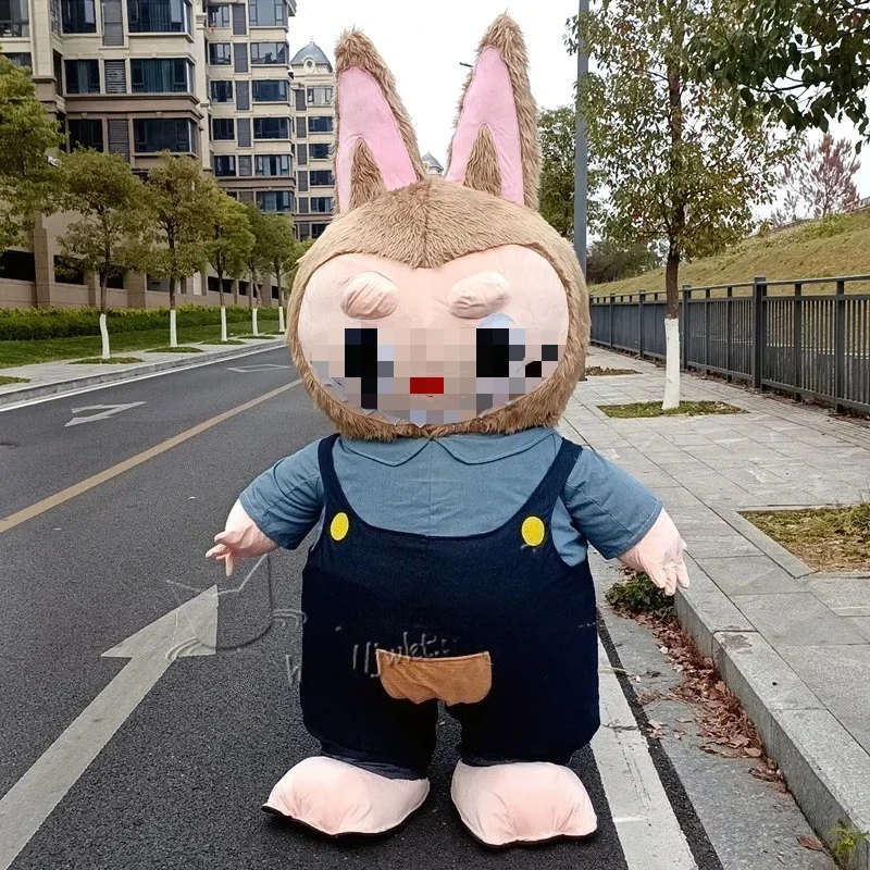 

Рождественский надувной костюм кролика и эльфа, костюм талисмана аниме, косплей, костюм талисмана из мультфильма для взрослых, необычный меховой костюм без батареи