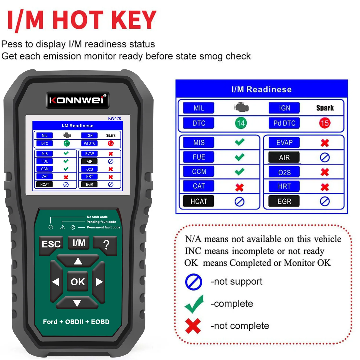 KONNWEI KW470 Auto Diagnostic Tool Professional Scanner for ABS SRS Brake System Fault Detection