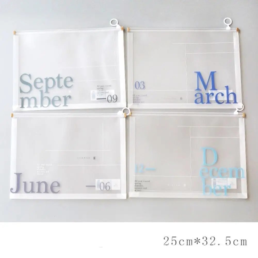 4pcs Transparent Document Bag Student Stationery Storage Folder Thickened Zipper Pouch File Bag A4 Waterproof Test Paper Storage