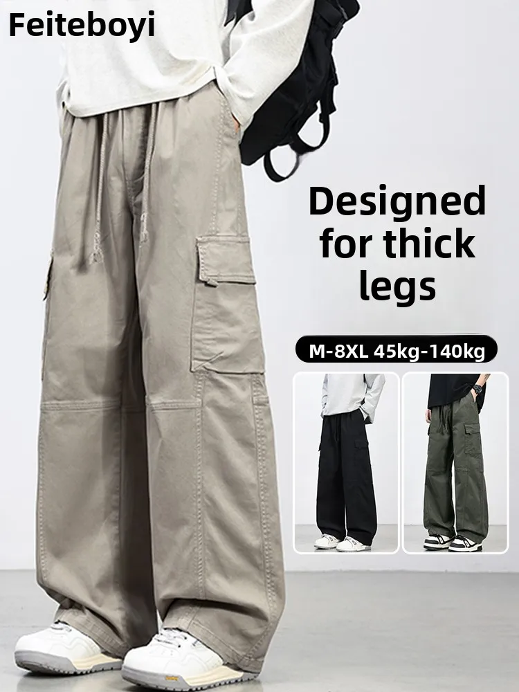 

Men's Straight Leg Cotton Pants Winter Thiened Fce Casual Workwear Trousers plus Size Comfortable Breathable Long Trousers
