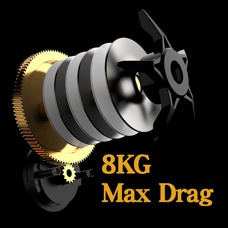 GF Baitcasting Reel 8KG Max Drag 7.2:1High Speed Jig Wheel Metal Line Cup Sea Jig Wheel For Catfish Bass Carp
