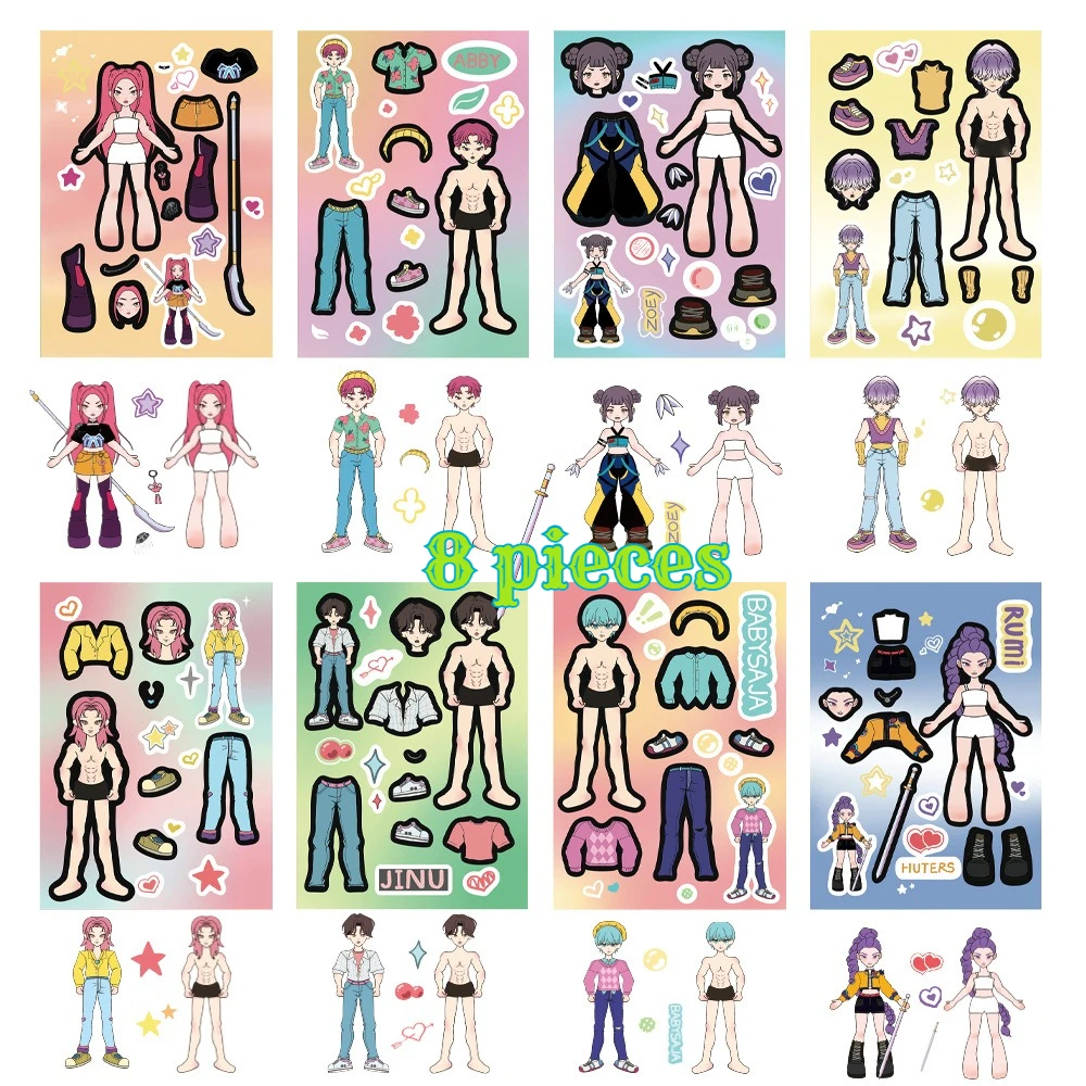 2025 nowa eksplozja MINISO 8 naklejek kpop witch hunters do rękodzieła, wycinania, film kolage, prosty pakiet, dekoracja ręcznie robiona