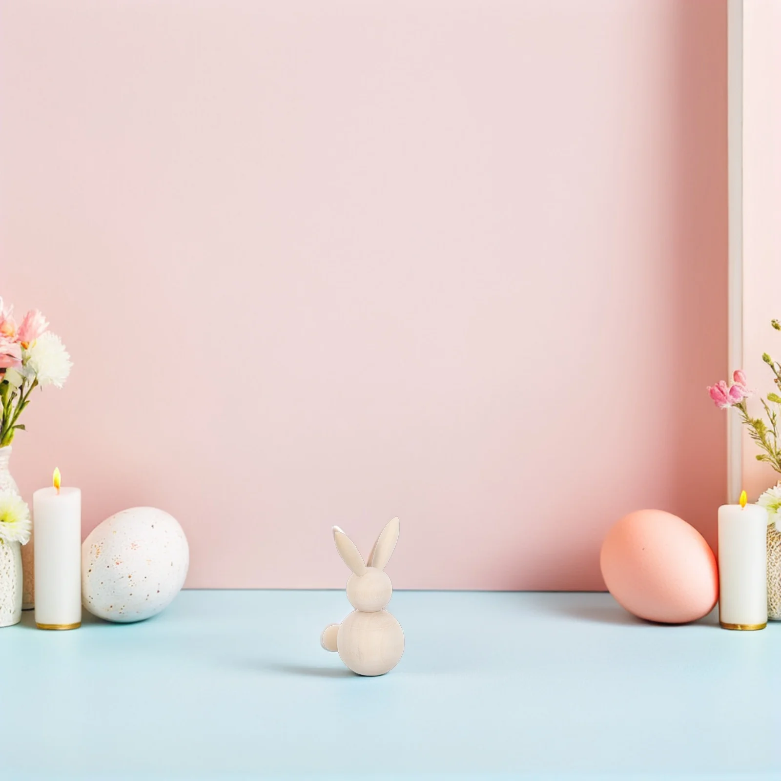 Clavijas de conejo de madera sin pintar para manualidades de Pascua, figuras de conejo de madera Natural, decoración del hogar de primavera, madera sin terminar, 3 uds.