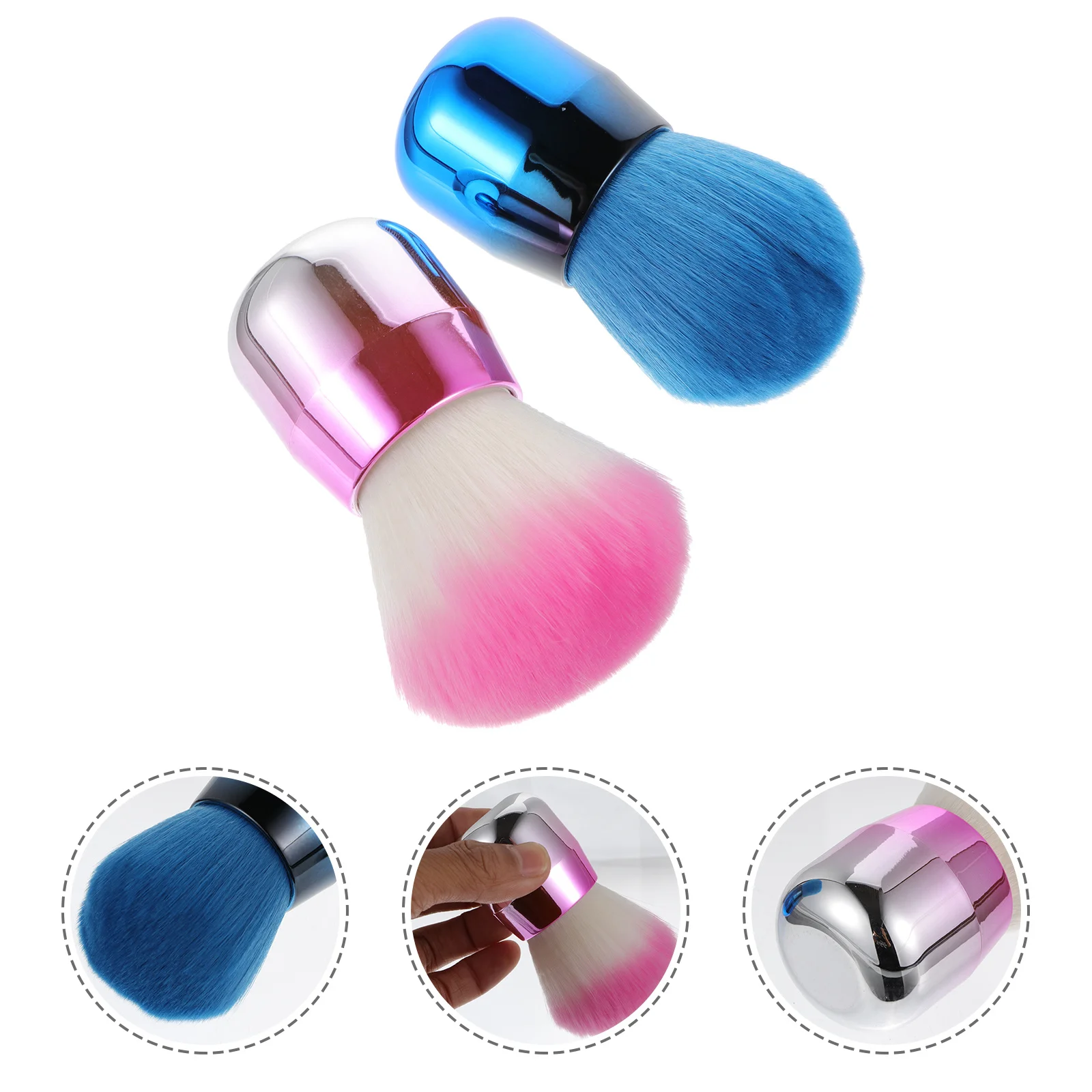 Juego de brochas de maquillaje con forma de seta, fibra sintética para colorete en polvo, base, aplicación facial, suave y densa, 2 uds.