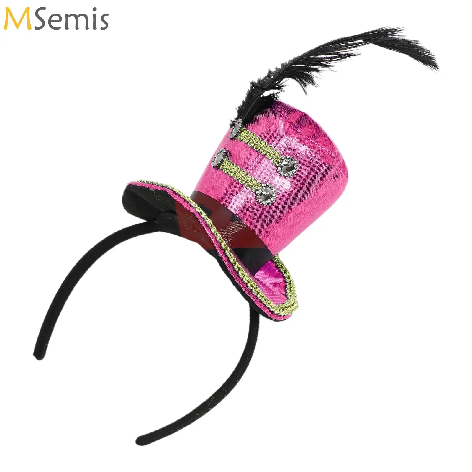 Fascinators Ringmaster Circus Headband Soldier Mini Top Hat Feather Hair Hoop Halloween Carnival Costume Accessory Lion Tamer