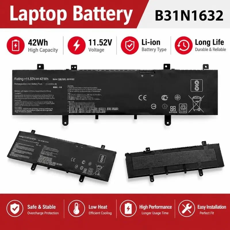 Replacement Battery for ASUS S4000U S4100U/UQ A405U X405U/UQ/UR/UA B31N1632 Laptop Notebook Internal Battery