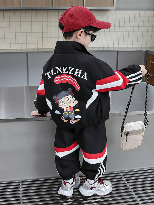 

Прохладный повседневный комплект для мальчиков Spor Long Sve на весну и осень с принтом парашют, модный комплект из двух предметов для мальчиков-подростков