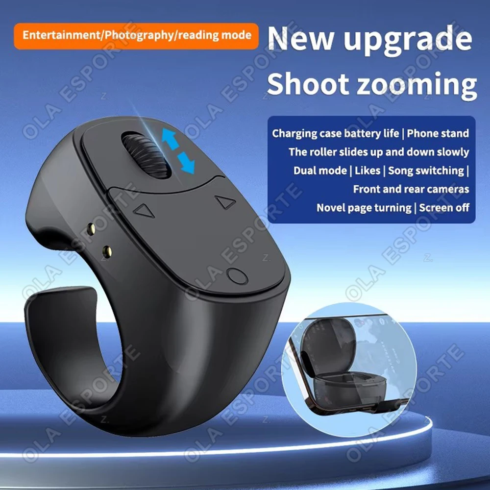 Anillo de control remoto inalámbrico Bluetooth para móvil, ratón portátil para selfies, anillo de navegación automática para videos y cambio de página.