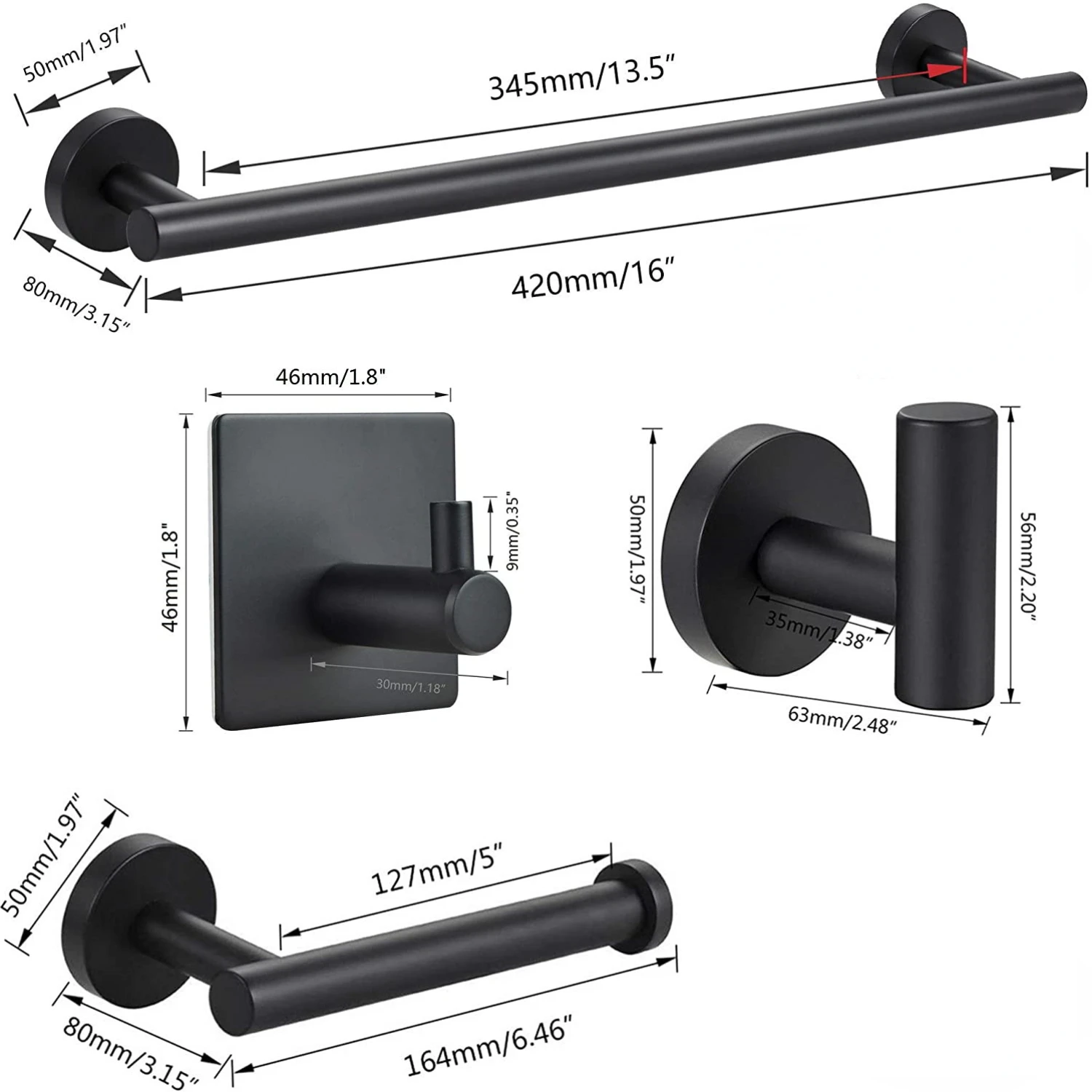 Conjunto De Hardware De Banheiro De Aço Inoxidável, Robe Hook, Barra Do Trilho De Toalha, Prateleira De Bar, Suporte De Papel Higiênico, Conjuntos De Acessórios De Banheiro