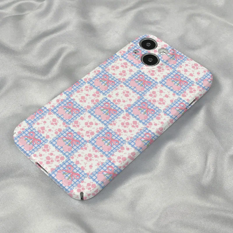 Ins Pink Purple Bow Flower  Case for IPHONE 16 PRO MAX 15 13 14PRO 11 12 13 Mini XR Acrylic Hard Mobile Phone Cases Back Covers