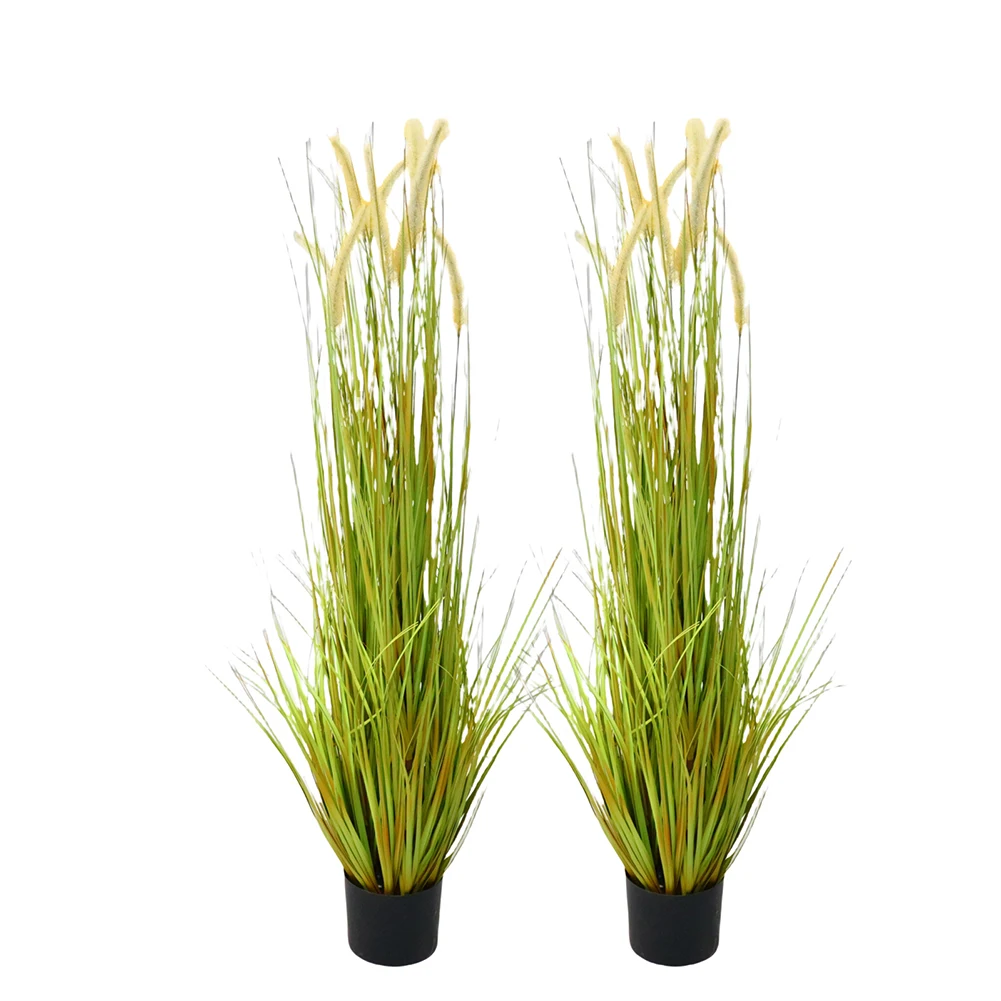 2pcs Artificial Grass Plants 47in Tall Artificial Grass With Pots Faux Foxtail Grass Pampas Grass Plants For Home Decoration