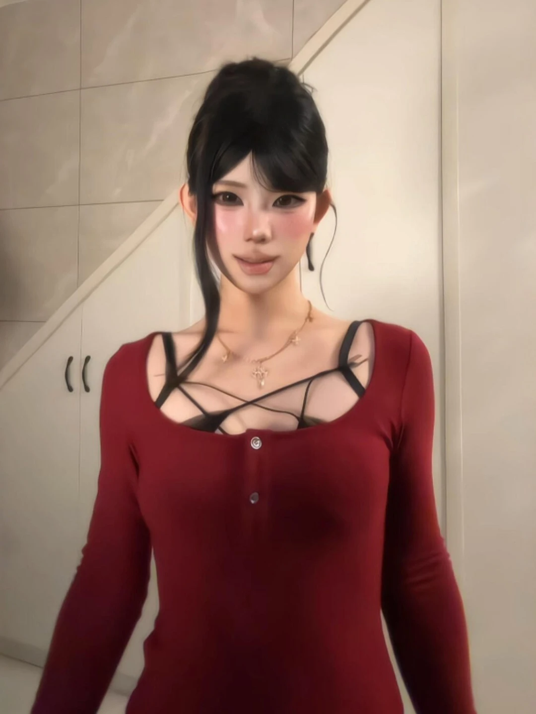 

Сексуальная красная облегающая футболка с длинным рукавом, уникальная красивая базовая модель, сезонная одежда весна 2026 для женщин, трендовая для девушек