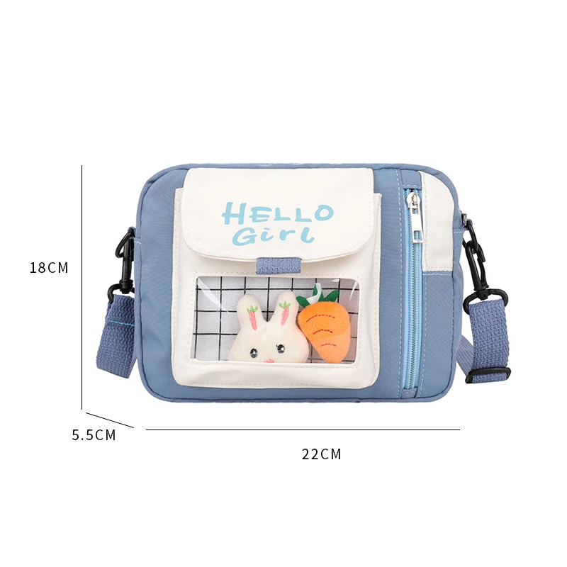 Women\'s Canvas Messenger Bag Japanese Mini Small Bag Primary and Middle School Students Cute Shoulder Bag Transparent Jelly Bag