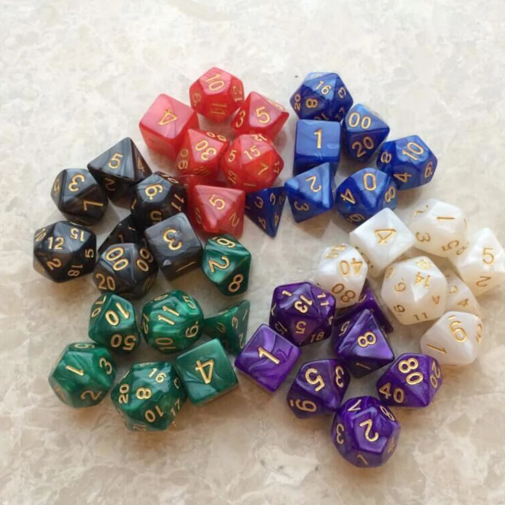 7Pcs Polyhedral Dice Game For RPG Dungeons And Dragons DND RPG MTG D20 D12 D10 D8 D6 D4 Table Game Double-Colors Polyhedral Dice