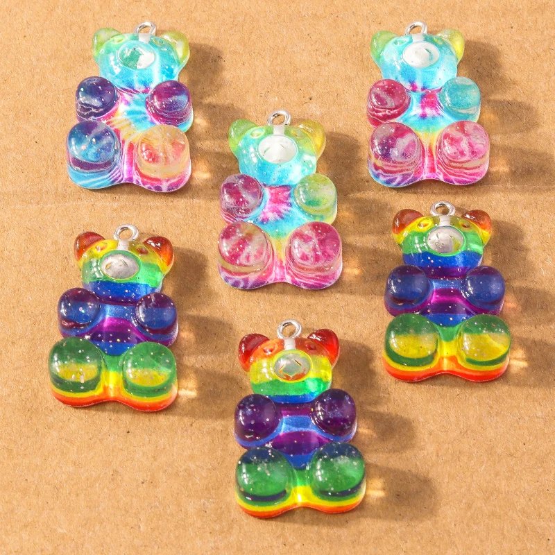 10pcs Cute Colorful Animal Gummy Bear Charms for Making Earrings Necklace Pendants DIY Handmade Jewelry Findings