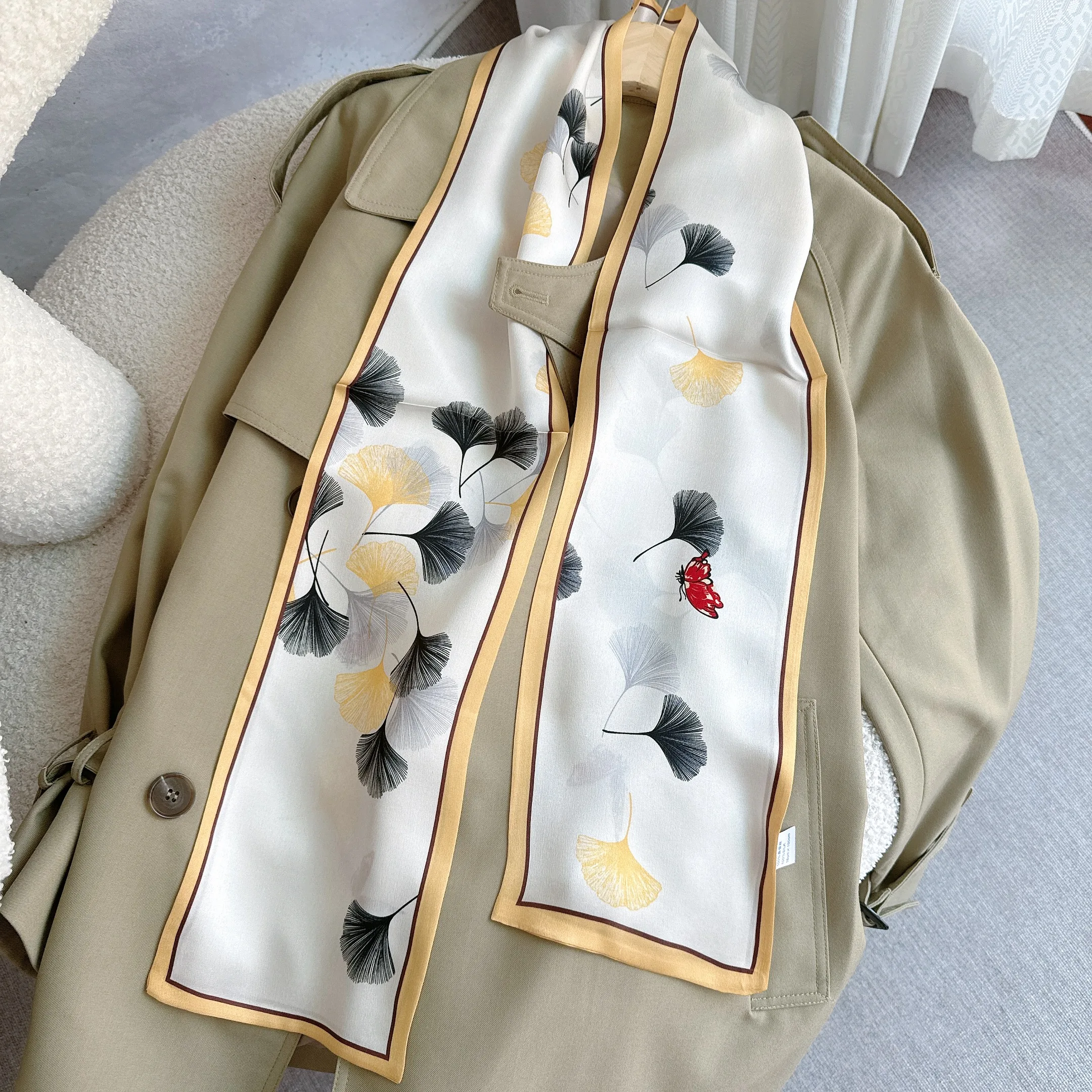 

Versatil Yellow Neckerchief 100% Long Silk Scarf Neck Tie Korean Style Hairbands For Girls Ribbon For Hair Women's Neck Scarves