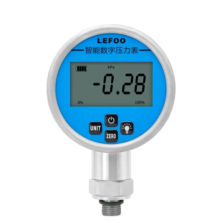 LEFOO Battery powered portable LCD digital display air vacuum pressure meter gauge with light