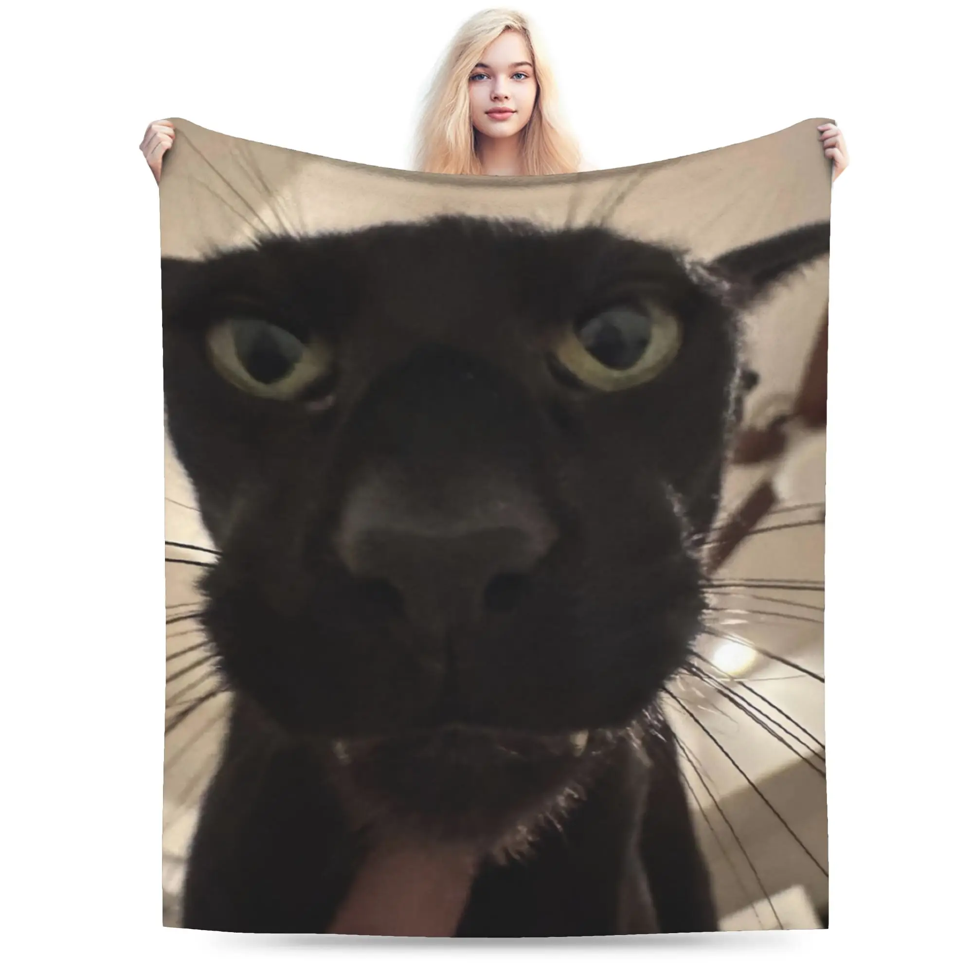 Evil Larry Closeup Cat Blanket Flannel Decoration  Breathable Super Soft Throw Blanket for Bedding Car Bedding Throws