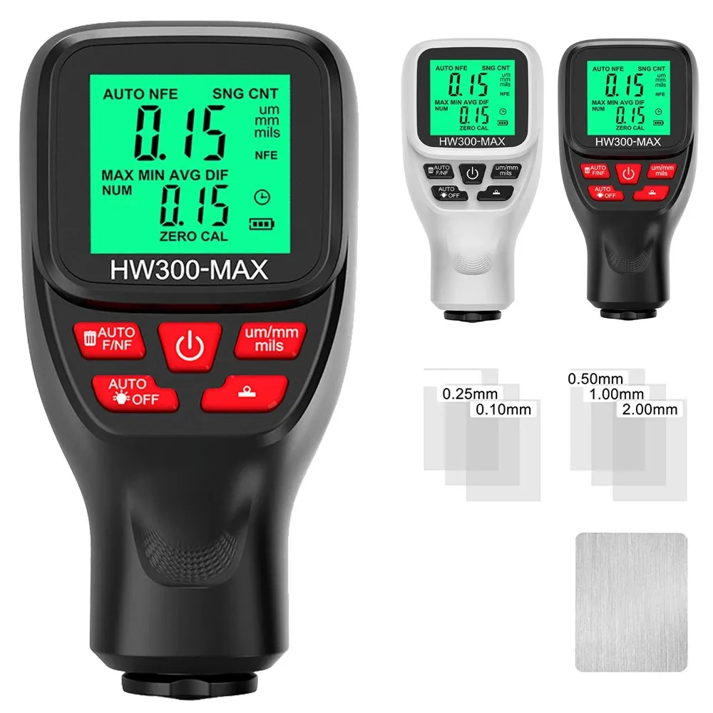 HW-300MAX Car Paint Thickness Tester 0-2000UM Fe & NFe Coating Thickness Gauge Car Paint Film Automatic Thickness Gauge