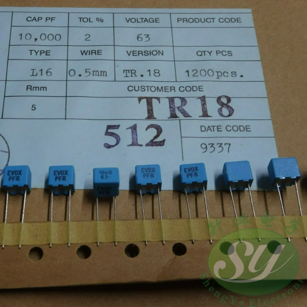 10pcs/lot PFR5 0.01uf 63V 10nF 103 Brand New 5mm Film Capacitor (High Precision: 2%)