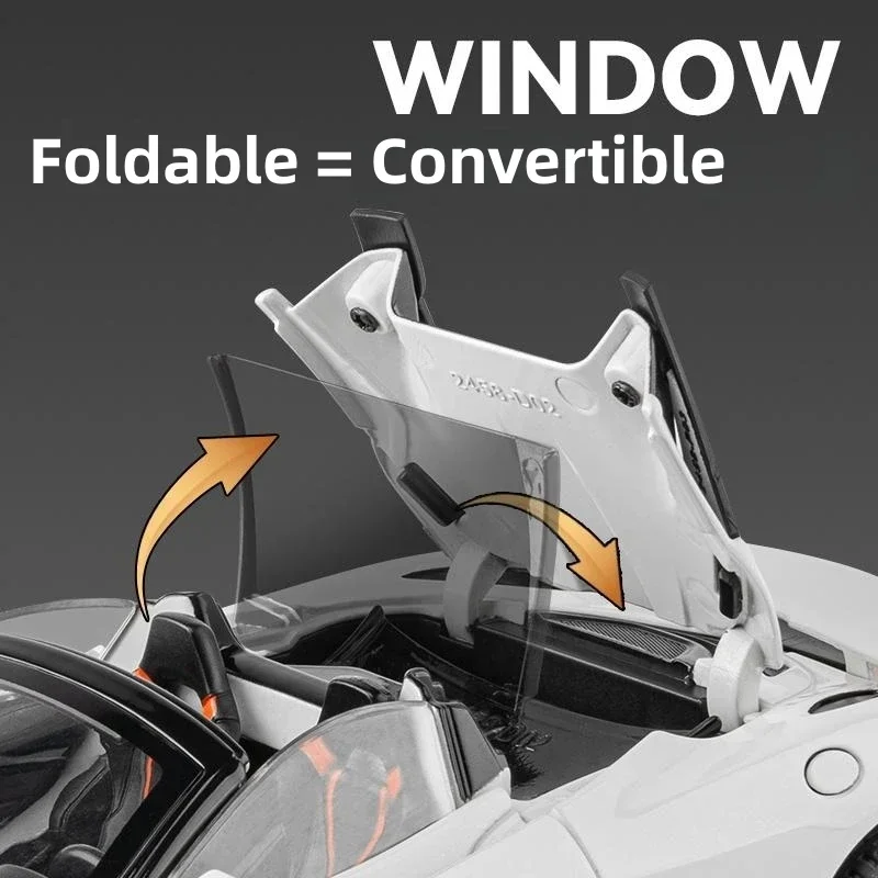 1/24 McLaren 720S Diecast coche de juguete vehículo miniatura Convertible modelo tirar hacia atrás sonido y luz colección regalo para niños F