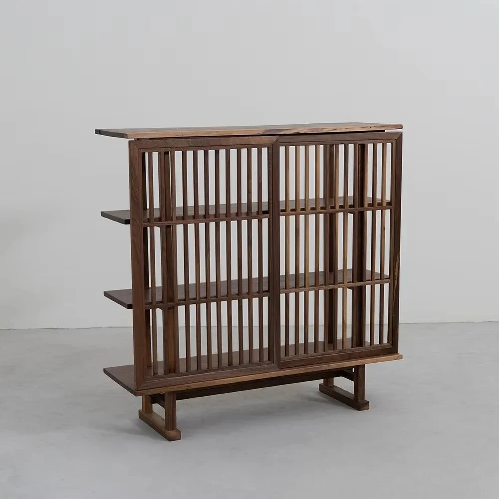 Mid-Century Modern Accent Black Walnut Display Case