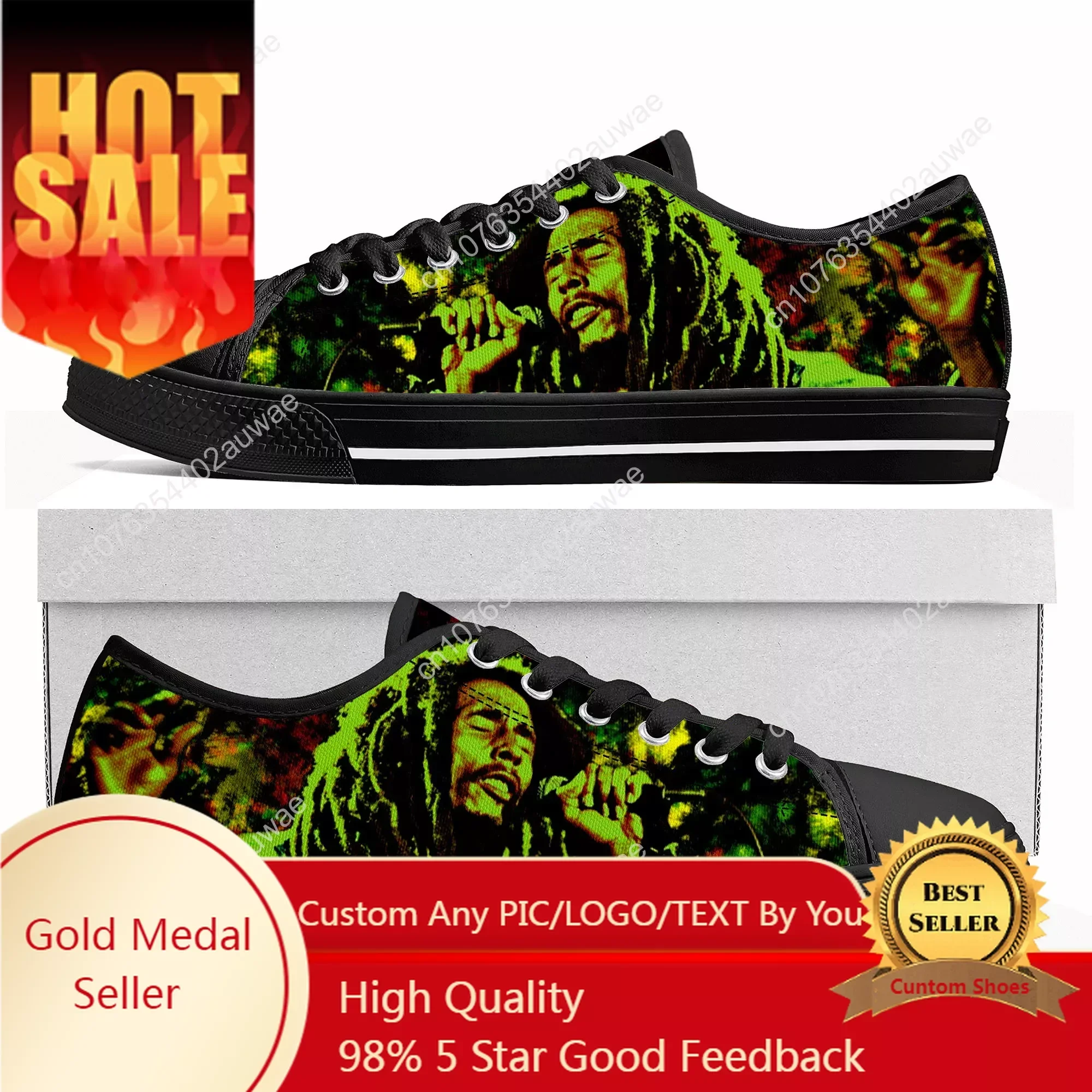 

Legend Bob Marley Reggae Rasta Low Top High Quality Sneakers Mens Women Teenager Canvas Sneaker Casual Couple Shoes Custom Shoes