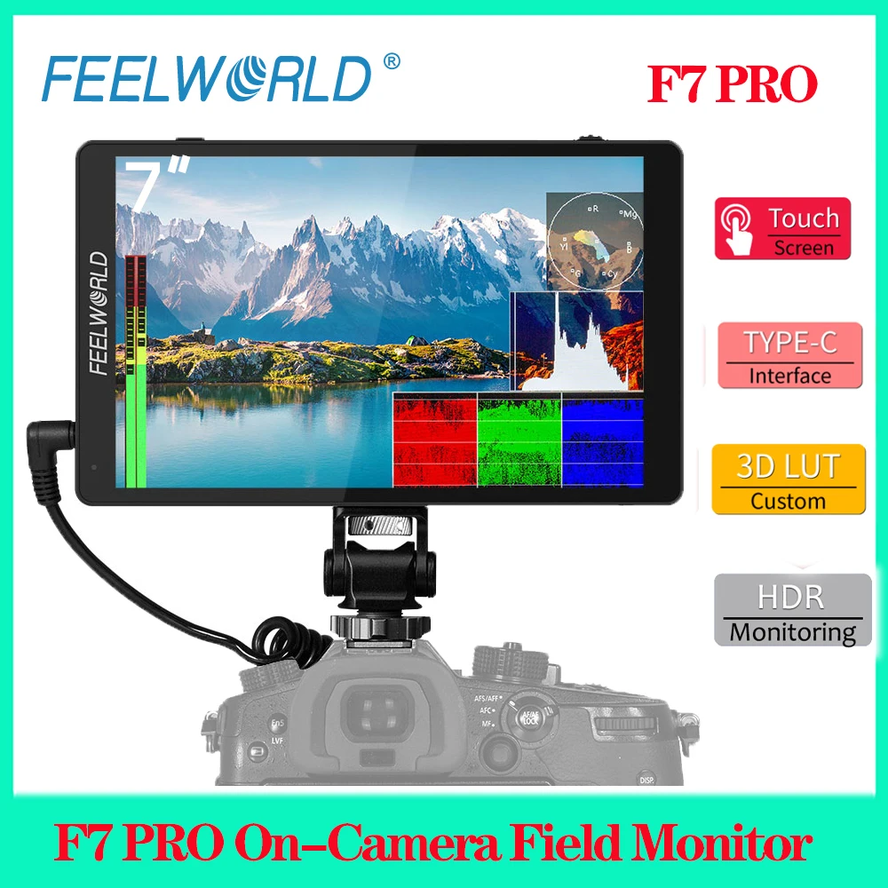 

FEELWORLD F7 PRO 7inch 3D LUT IPS Touch Screen On-Camera Field Director Monitor 4K 60Hz HD with F970 External Power Panel