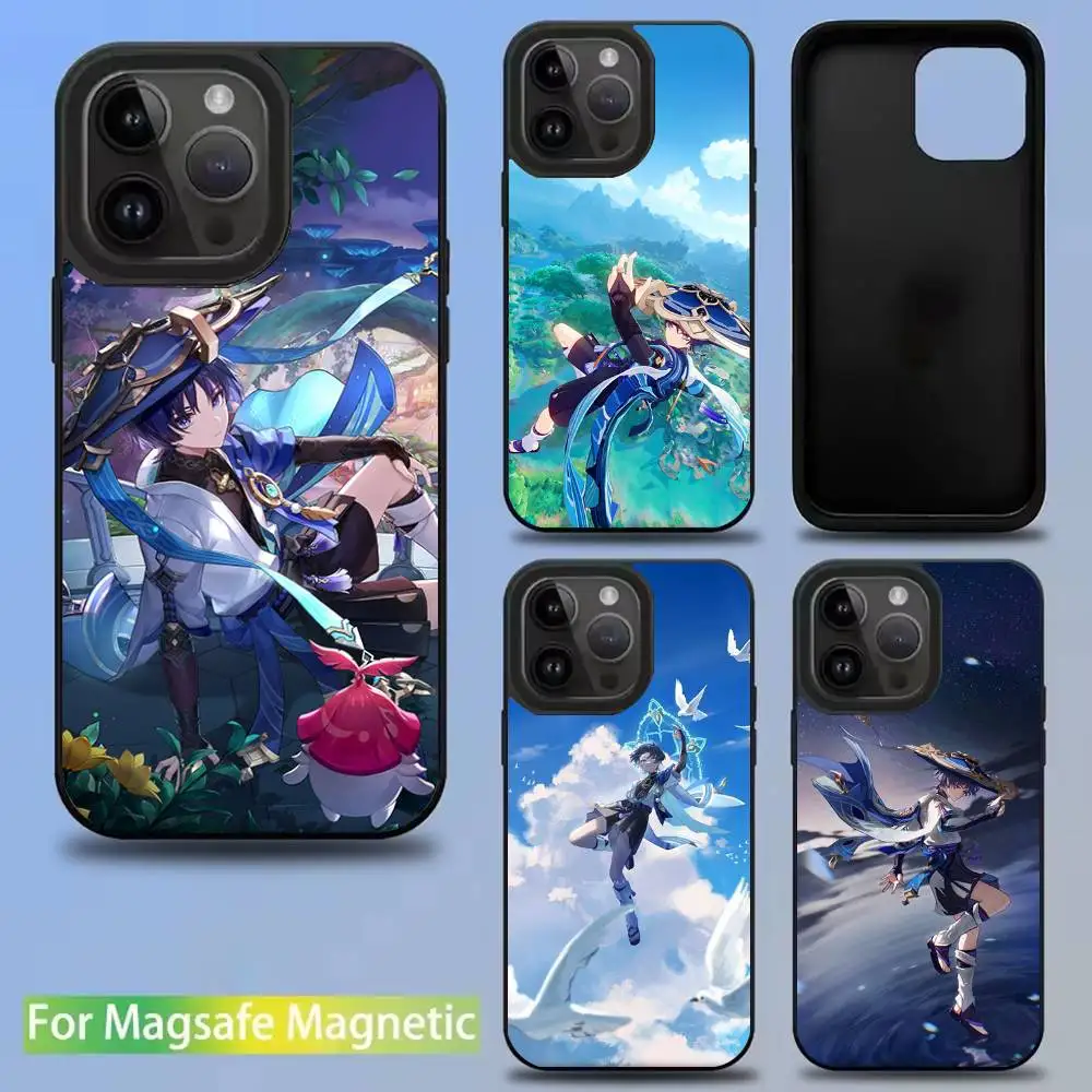 

Scaramouche Genshin Impact Phone Case For iPhone 16,15,14,13,12,11,Pro,Max,Plus,Mini,SE New Magsafe Magnetic Wireless Charging