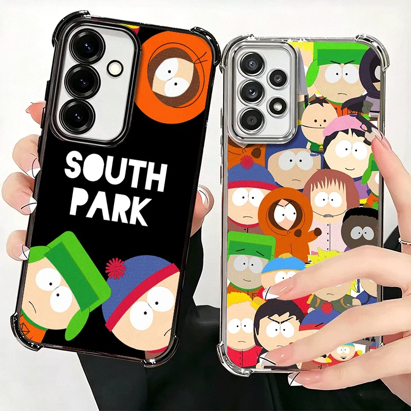 Cartoon S-South P-Parkes Plating Phone Case For Samsung A17 A57 A27 A37 A16 A56 A26 A36 A15 A55 A25 A35 A14 A54 A24 A34 A13 A53