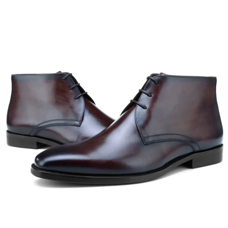 Men's Calf Leather Western Ankle Boots Comfortable Elegant Chelsea Driving Shoes in Multiple Colors view 6
