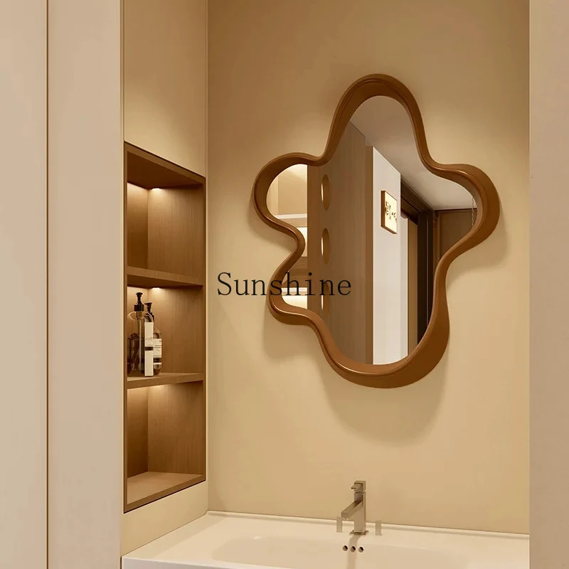 

American simple bathroom mirror with lamp toilet sink special-shaped irregular bathroom mirror