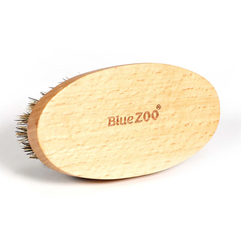 Oval Boar Bristle Men Beard Mustache Brush with Beech Handle in Natural Primary Color Shaving Brush (85x45x28cm)