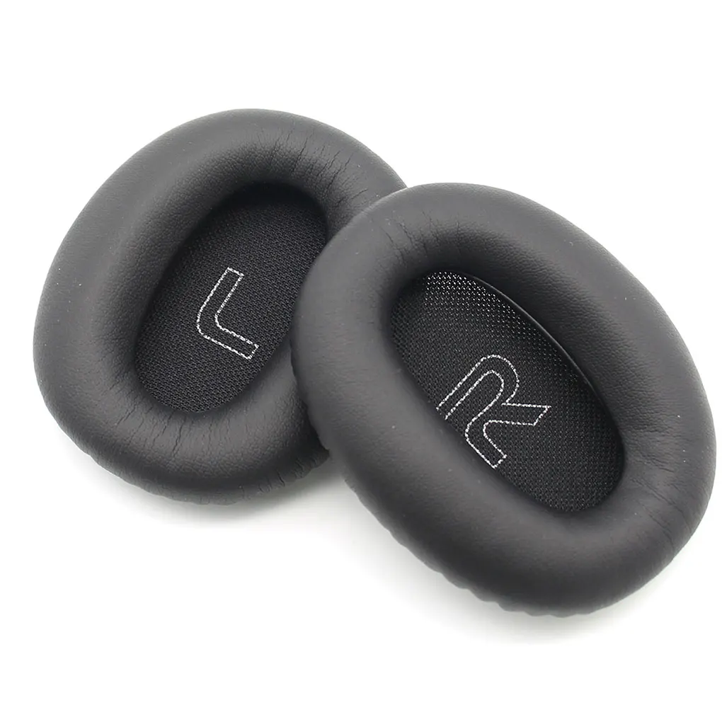 وسائد أذن من الجلد بلون سادة مثبتة على الرأس فوق الأذن بديلة لسماعات الرأس Edifier W820BT باللون الأسود