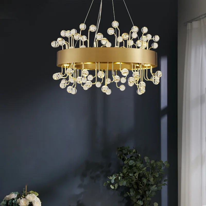 

Living room Pendant Lights luxury simple Nordic bedroom European American crystal lamps