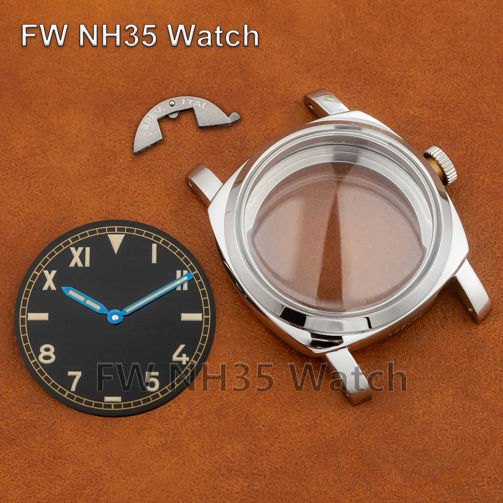 47mm Watch Case for Mod PAM 6152 10ATM Waterproof Watch Case Fit ETA 6497/6498/ST3600 Movement Watch Dial Luminous Hands Case