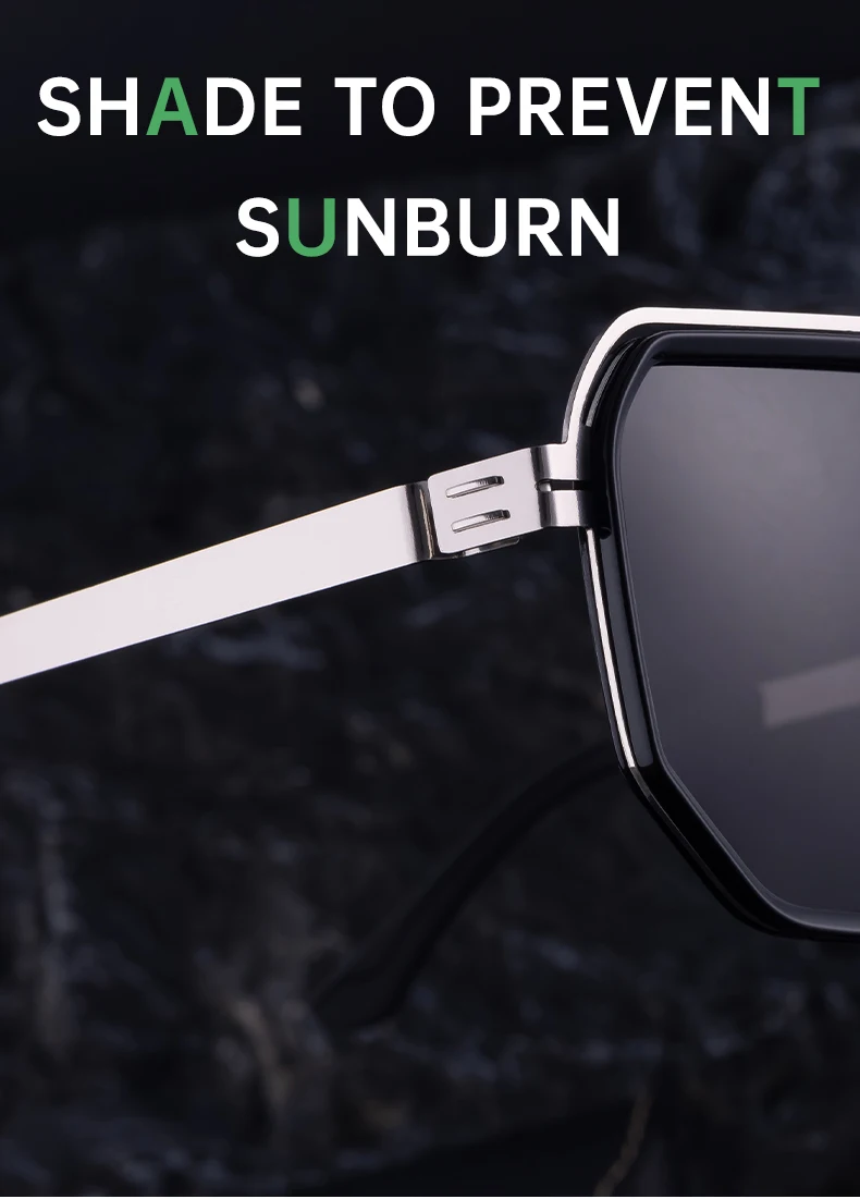 Übergroße quadratische Steampunk-Polarisierte Sonnenbrille für Herren – Luxusmarke 2026 mit Doppelsteg und Polygon-Design – Punk-Sonnenbrille für Männer – Detail 6