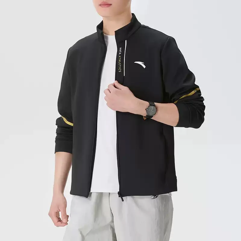 Anta Men's Sportswear Spring-Autumn Style Knitted V-Neck Jacket for Leisure Training and Breathable Cardigan Coat 452620204-4