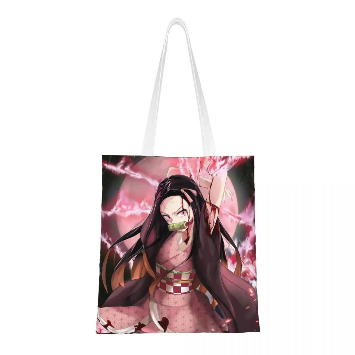 

Demon Slayer Women's Canvas Shopping Bag Large Capacity Student Girl Shoulder Handbag Reusable Lady Tote Bag