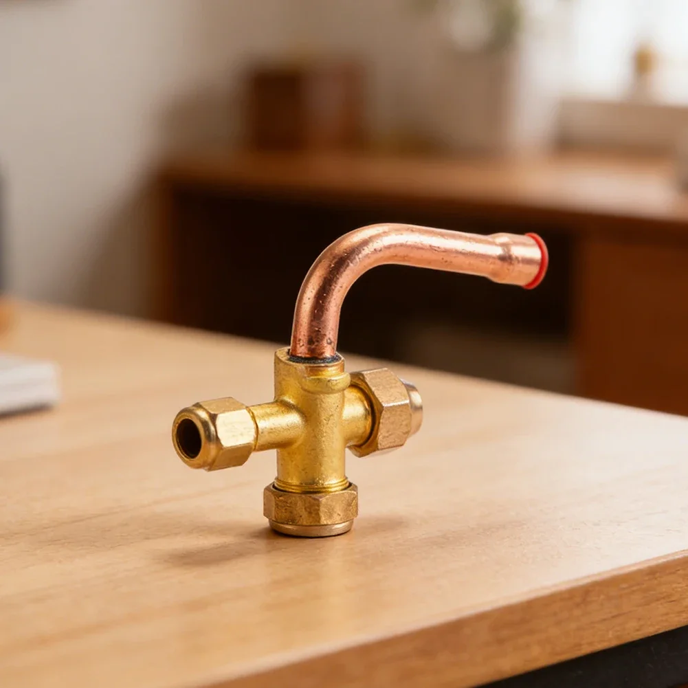 Air Conditioning Valve, Three-way Valve, Pressure Valve, Air Conditioning Valve Common Parts Brass Copper Straight Pipe Bend ﻿