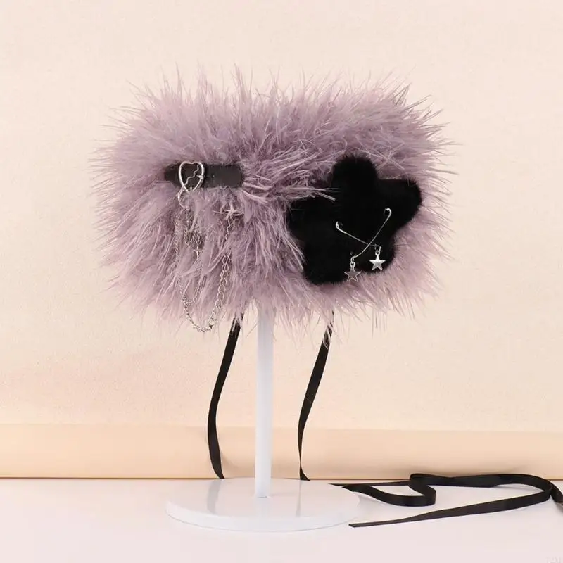 72xe Mooie ster Faux Furs Hoofdbanden Buitenoorwarmers Earmuffs Ski Hat voor dames