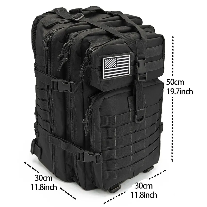 QT&QY 50L Man Tactical Backpacks Survival Traveling Bags Hking Outdoor 3P Assault Pack EDC Molle Pack For Trekking Hunting Bag