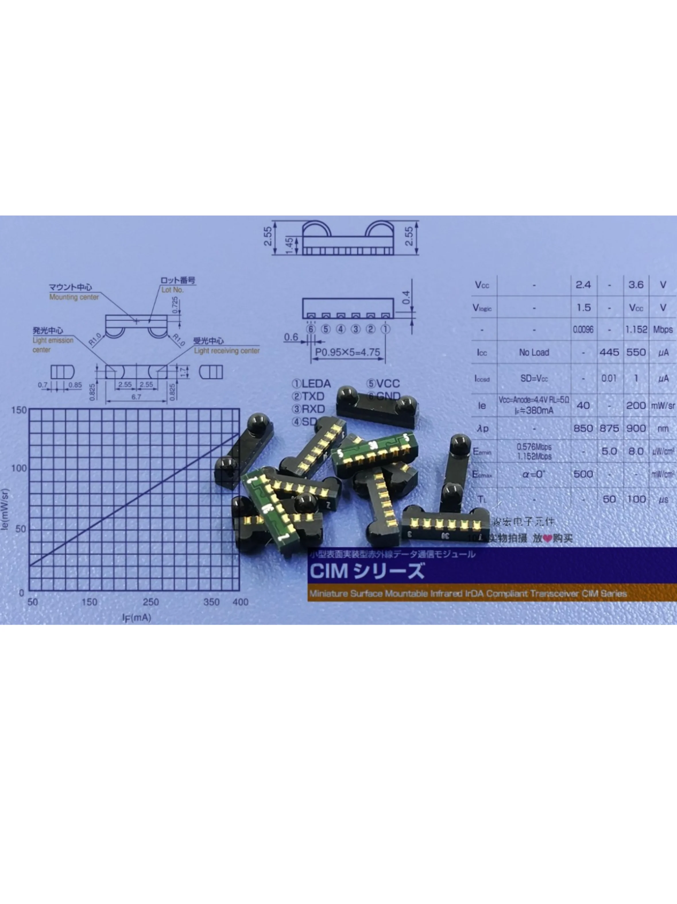 10 шт./миниатюрный модуль инфракрасного приемопередатчика 2,4-3, длина волны 875 нм, датчик передачи данных IrDA
