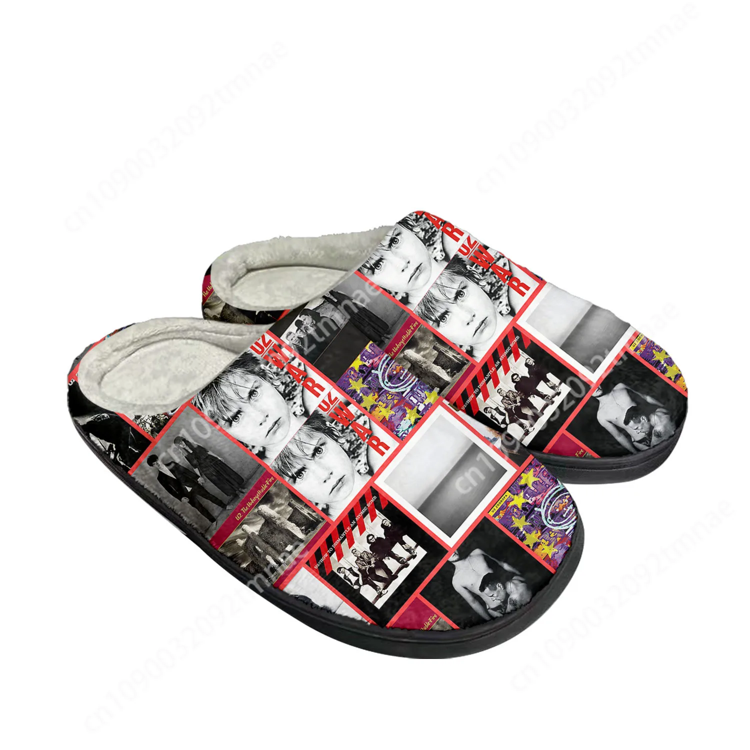 U2 Rock Band Punk Home Chinelos Personalizados de Algodão, Sandálias Casuais Masculinas, Chinelos de Quarto de Pelúcia Feminina, Mantenha Sapatos Quentes, Chinelo Térmico, Moda