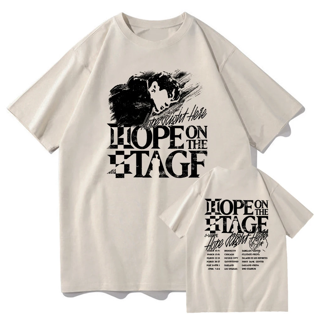 Футболки J-Hope Hope on The Stage Tour 2025, мужская/женская одежда, хлопковая одежда унисекс, топы с короткими рукавами, винтажная футболка с графическим рисунком