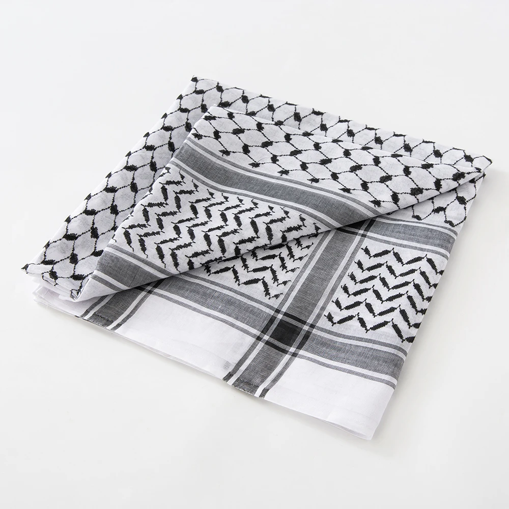 Tradizionale Arafat Kuffiyeh palestinese in bianco e nero arabo Kafiya Shemagh Keffiyeh Medio Oriente Sciarpa avvolgente Jacquard Copricapo